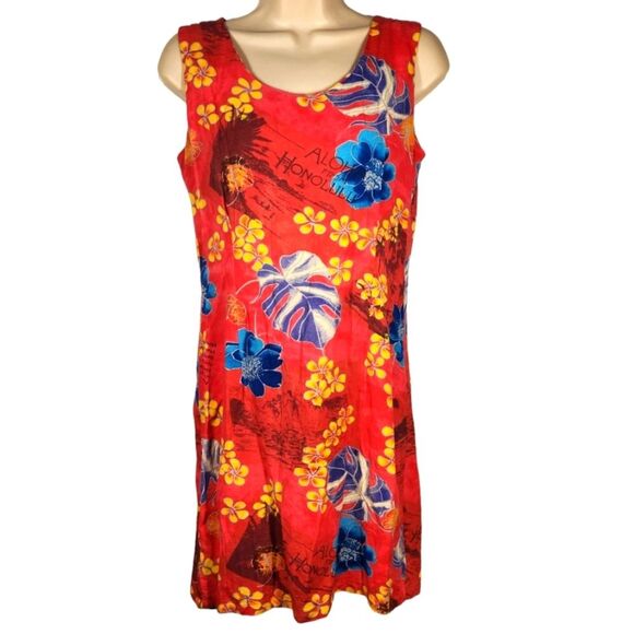 Vintage Y2K JAMS‎ WORLD Marilyn Red Aloha Dress Sleeveless Short XS - Picture 1 of 9